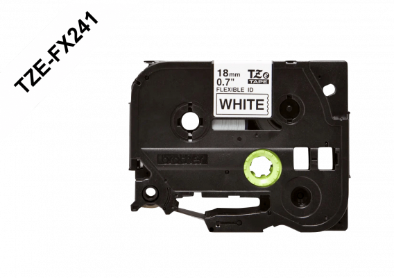 TZE-FX241 BROTHER Flexible 18mm Negro sobre Blanco Cinta 8m para PT-E300/E550/D600