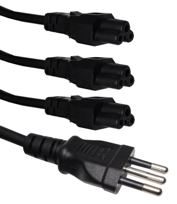 CIMT3 Alargador Triple 0,9mt Negro Enchufe-Hembra Clavija-Macho Cable Alimentación 6A 3x0,75mm2