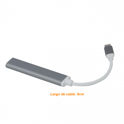 USBC-HUB4 USB3.0 USB-CM CONCENTRADOR-4-AH Aluminio Cable-4cm
