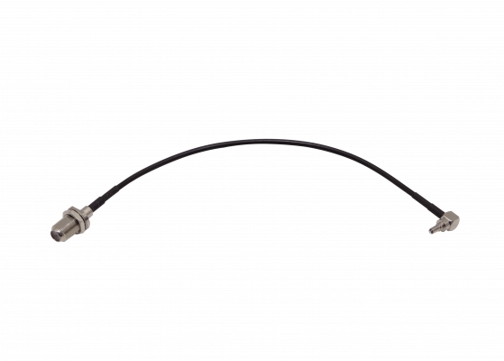 9M1FH-20 Conector CRC9 Macho acodado 90° a Hembra F para cable coaxial RG174 de 20 centímetros