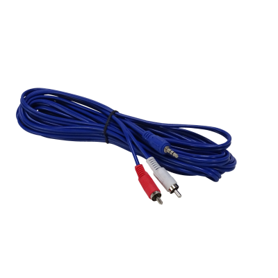 AUDIO-5MR Cable de 5 metros con conector macho estéreo de 3,5mm a 2 conectores RCA macho, tipo plug-phone de 1/8 pulgada