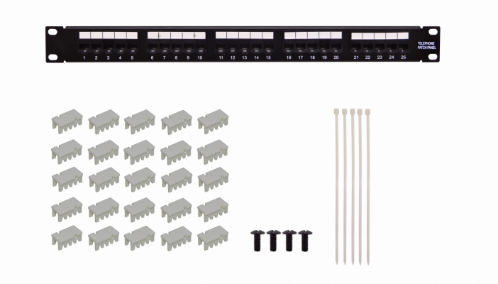 PP325 CAT3 25-RJ11 6P4C Patch Panel 1U Telefonia
