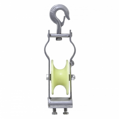 POLEA-F Rueda de nylon plástico 8x35cm capacidad 0,5 toneladas para tendido de cable de fibra óptica