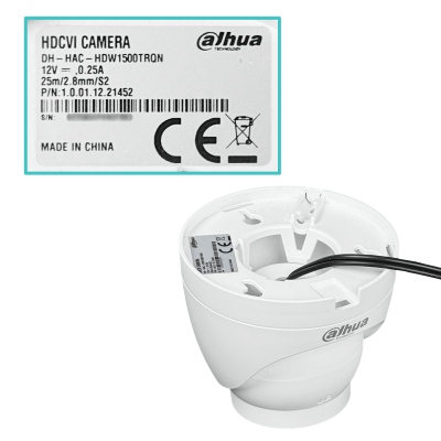 DW1500 DAHUA 2,8mm Cámara HDCVI Domo Analógica IP50 5MP 16:9 IR25m HDW1500TRQN