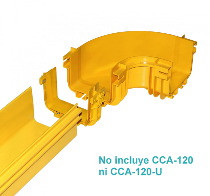 CCA-120-AP 120x100mm Codo 90º Plano Amarillo PC+ABS LSZH Hembra req/CC-120