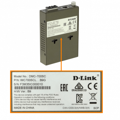 DMC-700SC D-LINK Transceptor de Medio Conversor Monomodo 1000Mbps 2 Conectores SC 850nm 550m