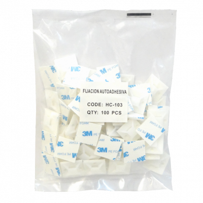 HC-103 Cantidad 100-unidades Base adhesiva dimensiones 3x3cm Soporte para asegurar cordones hasta diámetro 7mm