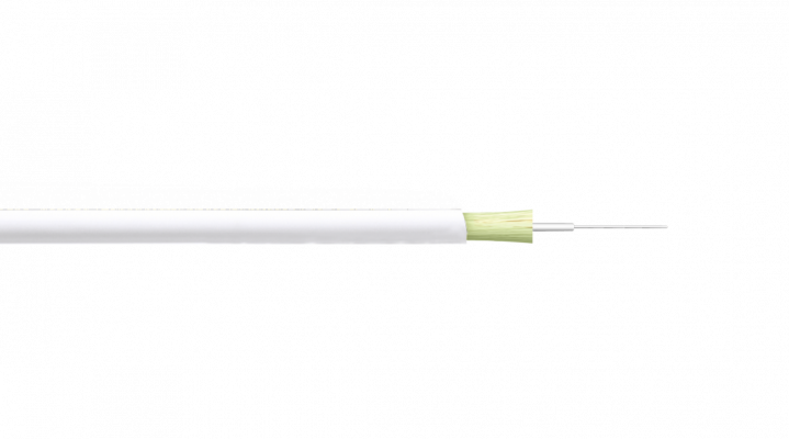 CFSR1 Bobina de 500 metros de fibra óptica monomodo G657A2 interior, cubierta PVC blanca redonda de 3.0mm, núcleo/revestimiento 9/125
