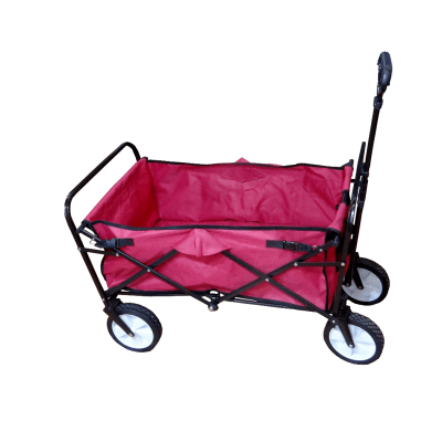 CARRO-4 Carretilla Manual de Arrastre Metálica con Lona Roja Plegable de 4 Ruedas Capacidad 70kg