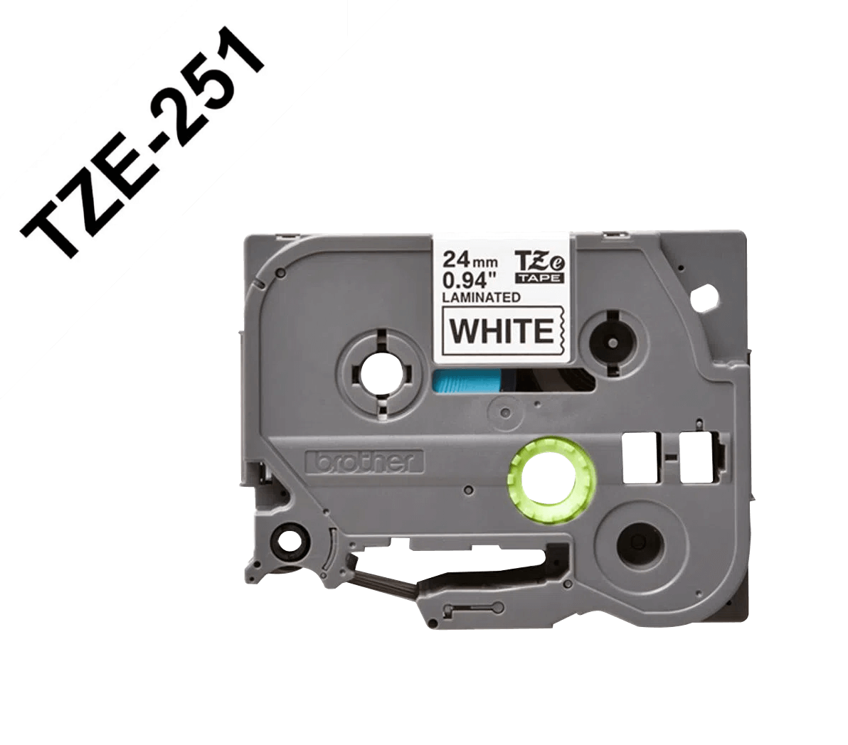 TZE-251 BROTHER 24mm Negro en Fondo Blanco Cinta 8mt p/PT-E550WVP/D600VP/P900W
