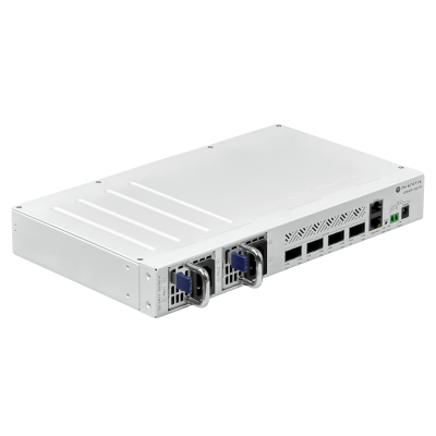 CRS504-4XQ-IN MIKROTIK 4-QSFP28-100G 1-100 L5 36-57VDC 2-220VAC necesita-cables-C13 PoE-entrada
