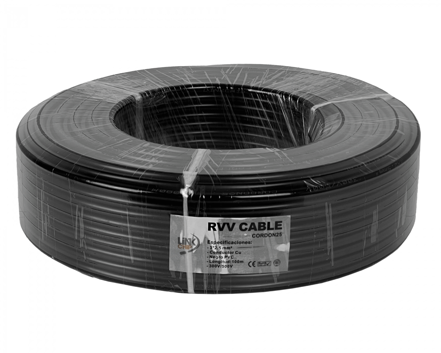 CORDON25 Negro 3x2,5mm 100mt Cable Electrico RVV 13-18AMP 3x2.5mm