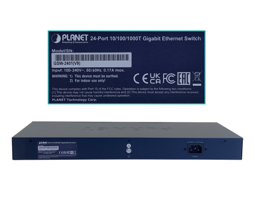 GSW-2401 PLANET Switch 24 Puertos 1000Mbps no-Administrable-L2 Rack 220V-Directo Selector-4-modos