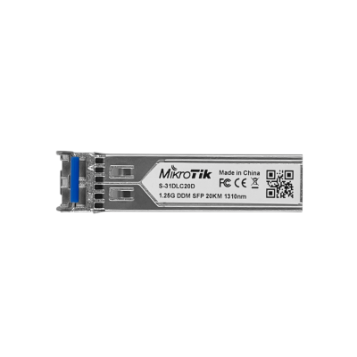 S-31DLC20DI MIKROTIK Transceptor Óptico 2-LC 20Km Monomodo 1310nm SFP 1,25Gbps Gigabit Pieza 1.25g