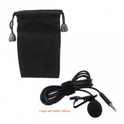 LAVALIER-35 Micrófono de solapa con pinza para vestimenta tipo camisa o polera, conector 3,5mm macho y cable pasivo modelo GL-119