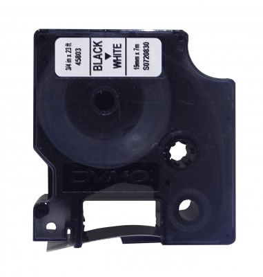 45803 DYMO 19mm Negro en Fondo Blanco Cinta 7mt D1-Label Cassette