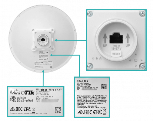 WIRELESS-WIRE-NRAY MIKROTIK 2-unid Enlace-1500m 261mm 60GHz 802.11ad 1-1000 OS-L3 incl24V