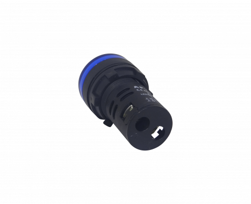 PILOTO-LED-A Indicador Luminoso Piloto LED Color Azul, Tensión 220VAC, Diámetro de Montaje 20mm, Diámetro de Cabeza 28mm, Altura Total 51mm