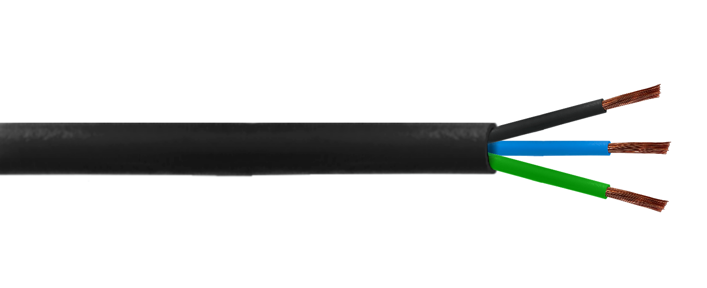 CORDON4 cable eléctrico negro RVV de 3 conductores por 4,0mm, bobina de 100 metros, soporte de 18 a 26 amperios, sección 3x4.0mm