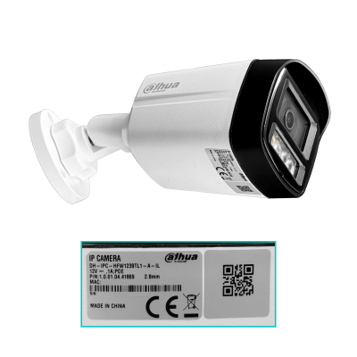 HFW1239. Cámara bala DAHUA 2 megapíxeles lente fija 2,8mm PoE alcance infrarrojo 30 metros IP67 audio PoE IP inteligencia artificial