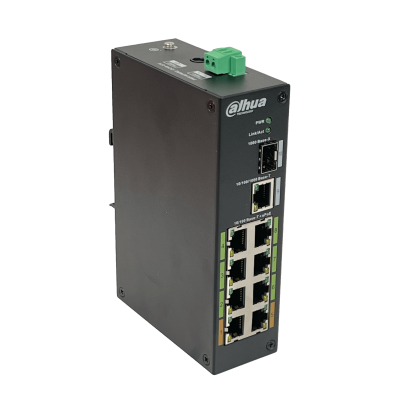 LR2110-8ET DAHUA Conmutador 8 Puertos 100Mbps PoE++ af/at/bt 1 Puerto 1000Mbps 1 Puerto SFP 120W Totales Riel DIN Incluye Fuente 54V