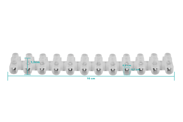 REGLETA-30A Bloque de Terminales de 30 Amperios 6mm² 12 Pares con Tornillos 380V 30A Máx. 160x20,5x15mm