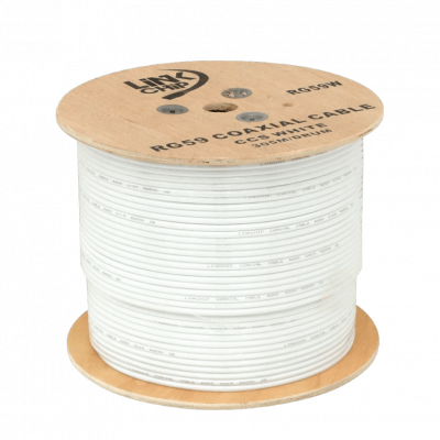 RG59W Cable-Coaxial RG59 305-metros Blanco Núcleo-CCS Referencia-RG-59