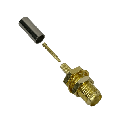 RH1C Conector coaxial engarzable RPSMA-Hembra para cable RG316, compatible con CA100 y RG174