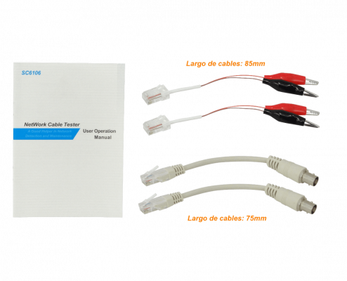 SC6106 Tester 2-RJ45 BNC Pinzas c/Display c/Audio req-4-AAA
