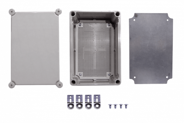 TJ-AG-2819-1 TIBOX 280x190x180mm Tapa-Gris Caja-Gris Plastica IP66 RoHS c/Placa