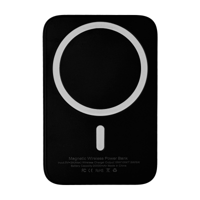 BAT-MAG Acumulador Portátil Carga Inalámbrica Acabado Negro Conector USB-C-H Potencia 15W Capacidad 2000mAh Entrada 5Vdc 3A
