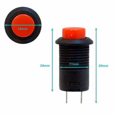 PULSADOR Botón Pulsador Normalmente Abierto NA SPST 2-pines Uso General 250V/1,5A 125V/3A