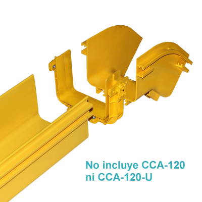 CCA-120-AE Codo externo 45° amarillo 120x100mm, material PC+ABS libre de halógenos, macho
