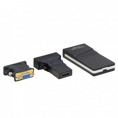 USB-DVI USB2.0-entrada DVI-salida 2048x1152-32bit incl/DVI-HDMI incl/DVI-VGA