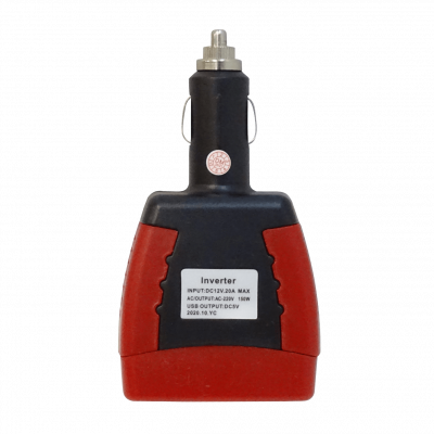 INV-1502 Inversor de corriente 150W entrada 12VDC salida 220VAC sin ventilador integrado con puerto USB de salida 5V 500mA