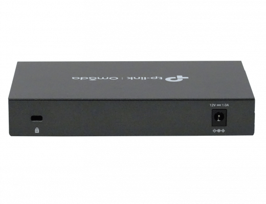 ER605 Router Omada TP-LINK con puertos WAN/LAN de 5 a 1000 Mbps y puerto USB para WAN, incluye fuente de alimentación de 12V/1A