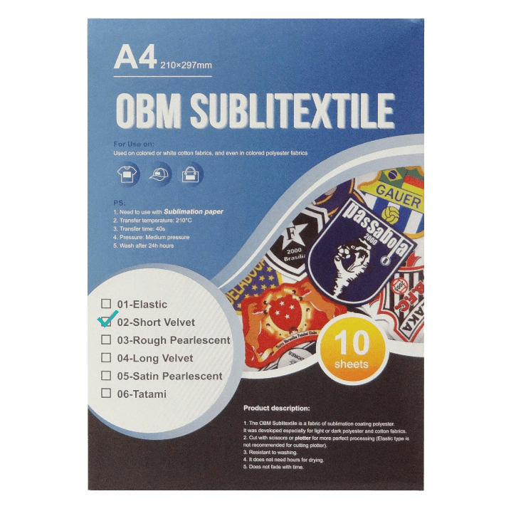STX-FA4 OBM Paquete de 10 Láminas de Terciopelo Corto Tamaño A4 (210x297mm) para Transferencia Textil por Estampación