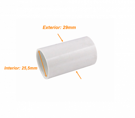PVC25-CP Acoplador de PVC Blanco LINKCHIP para Tubo de 25mm.