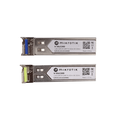 S-3553LC20D MIKROTIK 1-LC 20km Par SFP WDM Bidireccional 1550nm/1310nm 1,25Gbps