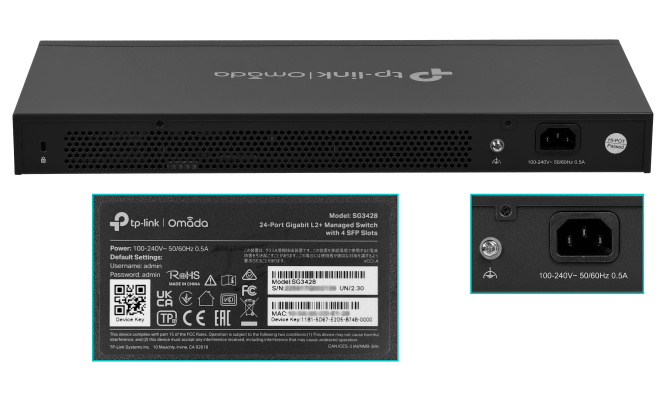 TL-SG3428 TP-LINK 24-Puertos-1000 4-Ranuras-SFP Consola-RS232-RJ45 Switch Gestionable Rack incluye-USB Omada