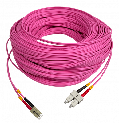 JF4LC100 LSZH 100mt LC-SC OM4 MultiModo MM Duplex Latiguillo Fibra 50/125um 3mm