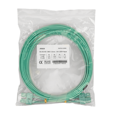 JF3CC5 5m SC-SC OM3 Multimodo MM Dúplex Latiguillo de Fibra 3.0mm 50/125µm LSZH