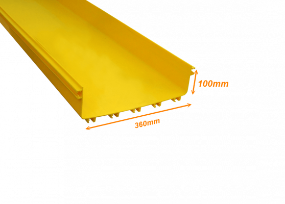 CC-360 Conducto Rectangular LSZH Amarillo de 360x100mm por 2 metros Sin Cubierta ni Divisor, Acople Macho