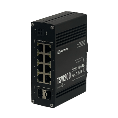 TSW200 TELTONIKA 8-1000-PoE++ 2-SFP 240W-total necesita-7-57V IP30 Carril-DIN Conmutador Industrial