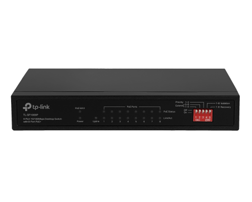 TL-SF1009P TP-LINK 9-100(8-PoE48V-af) 65W-total Conmutador No Administrable No Montable en Bastidor
