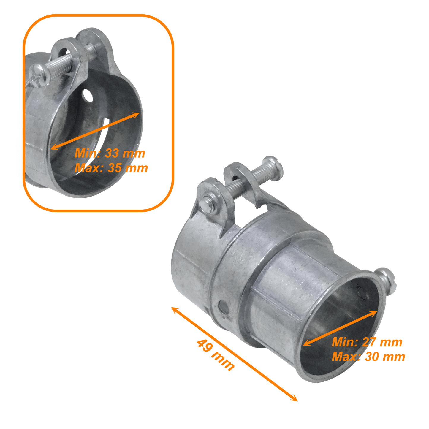 MEMT01P 1-Pulgada Unión EMT a Tubería Flexible Conduit Acople Metálico 27-30/33-35mm