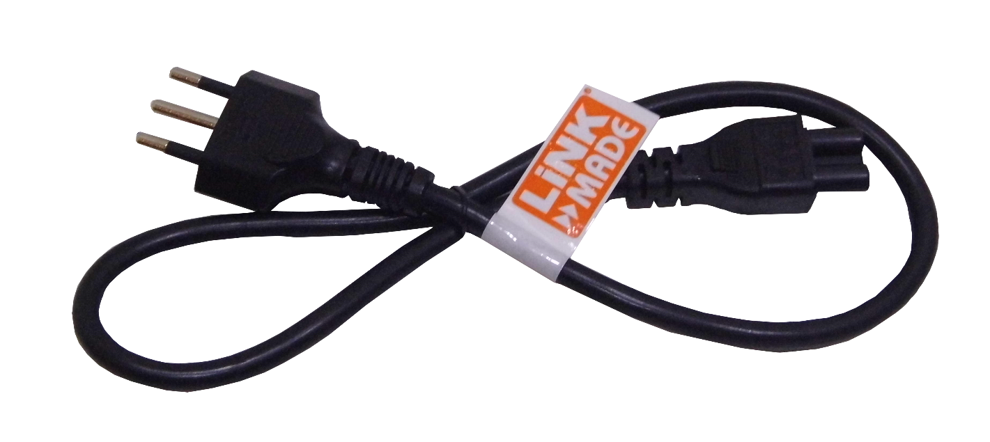 CIMT 0,6mt Negro Trebol-C5-Hembra Chile-Macho Cable Alimentacion 6A 3x0,75mm2 60cm