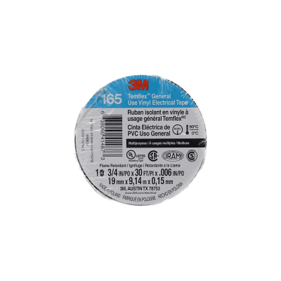 TEMFLEX-9 3M 9m 165 Negra Cinta Aislante PVC 19mm 0,15mm 600V 0-90ºC