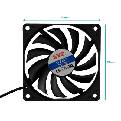 VENT-USB TURBINA 5VDC USB-AM 80x80mm Altura-11mm cable-18cm