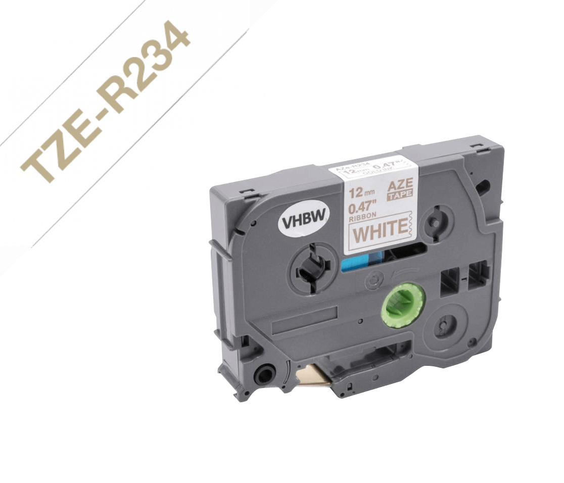 TZE-R234 BROTHER Satinado 12mm Dorado sobre Fondo Blanco Cinta 4mt para PT-H110/H200
